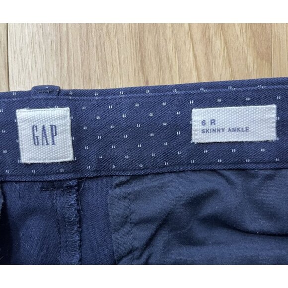 Gap 6R Skinny Ankle Pants Midnight Harbour Dot Cotton Blend EUC - Picture 3 of 5